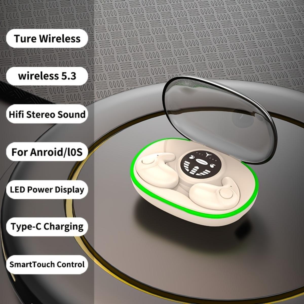 

Сверхтонкие беспроводные наушники для сна, высокое качество звука и большая громкость, удобные для ношения, сенсорное управление, полуоткрытая конструкция бежевый