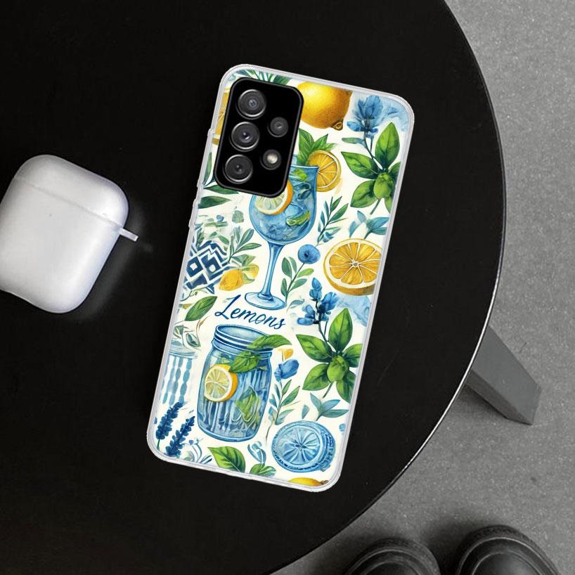 Summer Fruits Lemon Phone Case Cover for Samsung Galaxy A12 A22 A32 A52 A72 A02S A51 A50S A31 A20S A10S Note 20 Ultra 10 Plus Ga