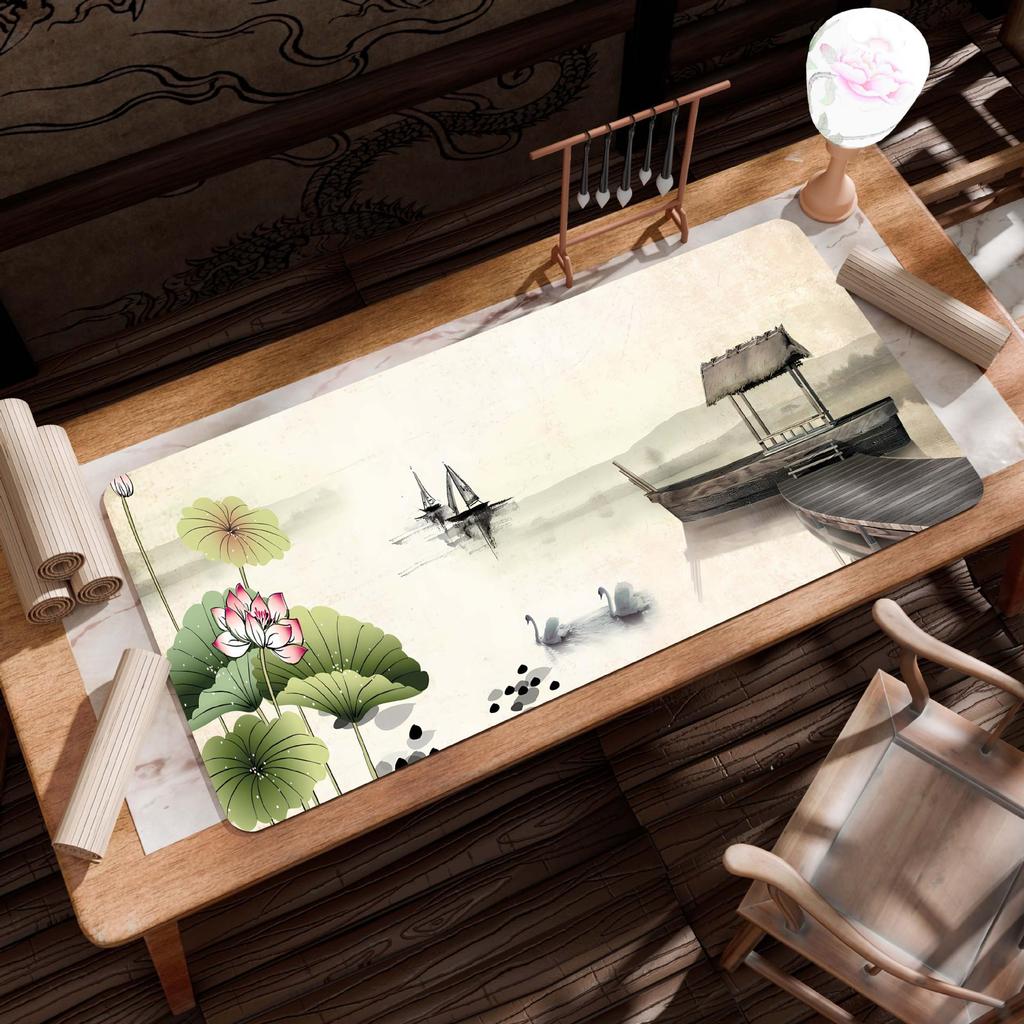 Extra Large Ancient Landscape Mouse Pad - Thick, Lock Edge, One-Piece Desk Mat