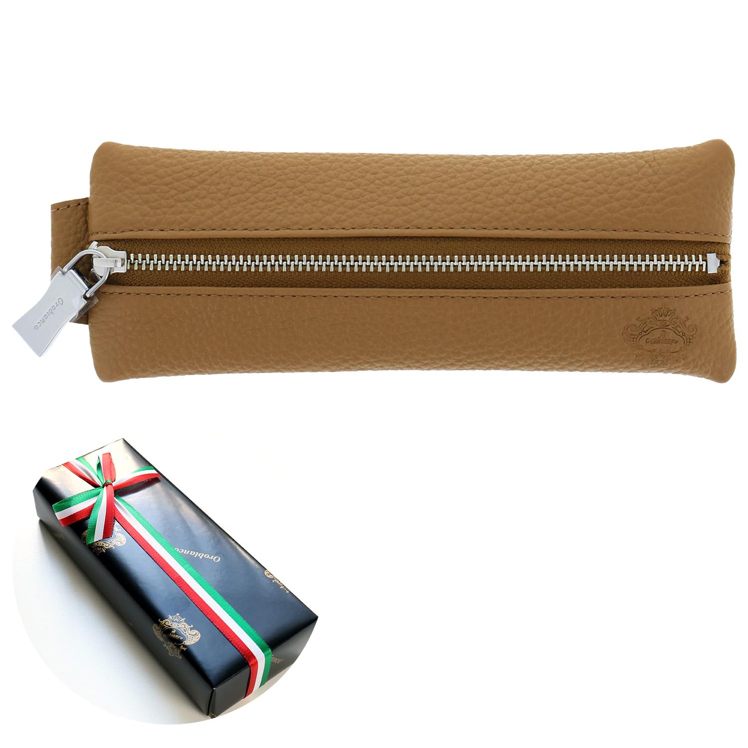

OROBIANCO Pencil Case with Zipper [Gift Wrapped] (Beige) бежевый