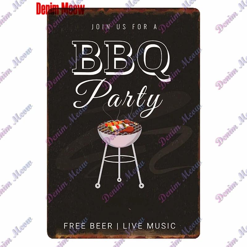 Pancarte Métallique Rétro pour Fête Barbecue Zone BBQ des Papas Temps de Grillade Affiche Décoration Murale pour Bar Pub Cuisine Maison WY