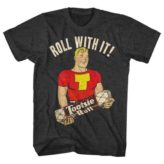 Roll With It Tootsie Roll Candy Industries Cartoon Candy Man Men s T Shirt S