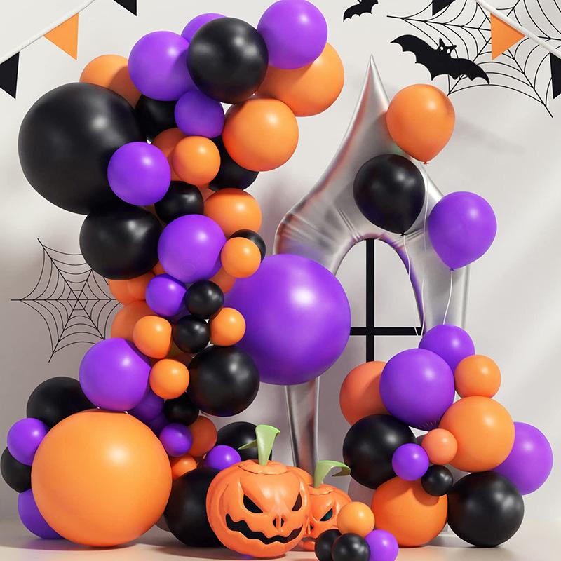 Halloween Balloon Chain Arch Set Ghost Festival Bat Sticker Party Balloon Decoration Yard Balloon