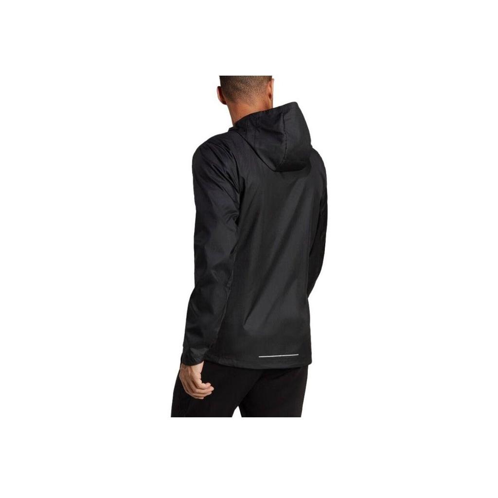 Adidas Logo Print Reflective Stripe Running Hooded Jacket Men Outerwear Black HM8435