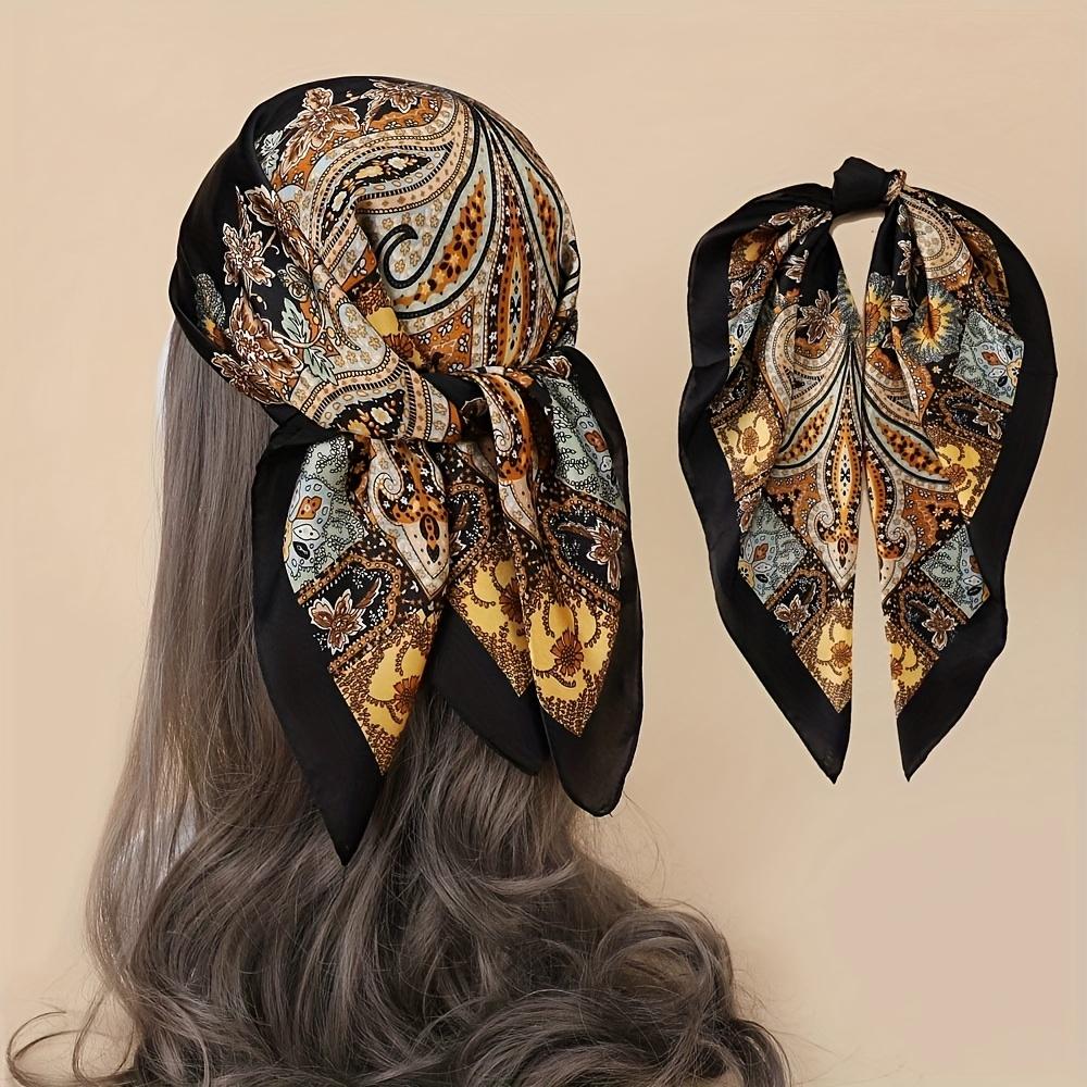 

New Paisley Square Scarf Multicolor Print Lightweight Breathable Headband Neck Scarf Hair Accessory Hijab Shawl 90X90CM 90x90CM