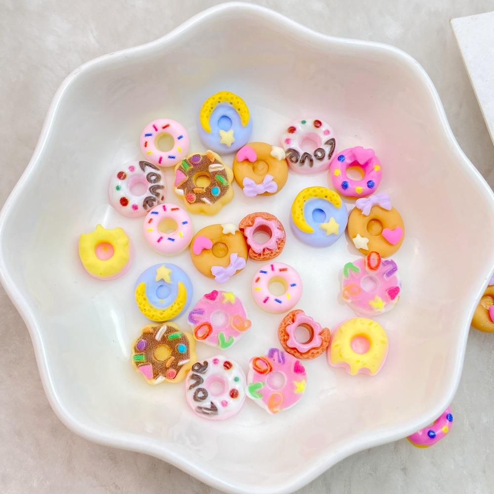 20Pcs Mixed Nail Art Resin Cartoon Doughnut Designer Charms Rhinestones DIY Craft For Nail 3D Decorations Jewelry