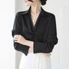 Office Lady Satin Casual Loose Shirts for Women Spring and Autumn Professional Long Sleeve Blouses Women Tops Slim Fit Temperament Elegant Shirt 26067