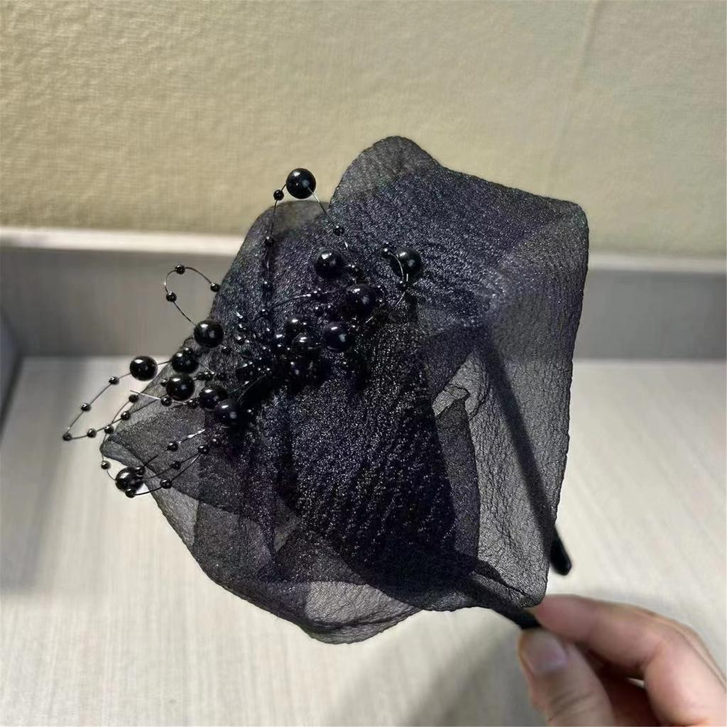 Half Caps Crepe Ruffle Hairhoop for Women French Headband 1920s Fascinator Hat Evening Dresses Hat for Formal Occasion