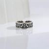 Adjustable Vintage Oxidized Floral Totem Ring Men Women Copper Statement Jewelry Boho Minimalist Style