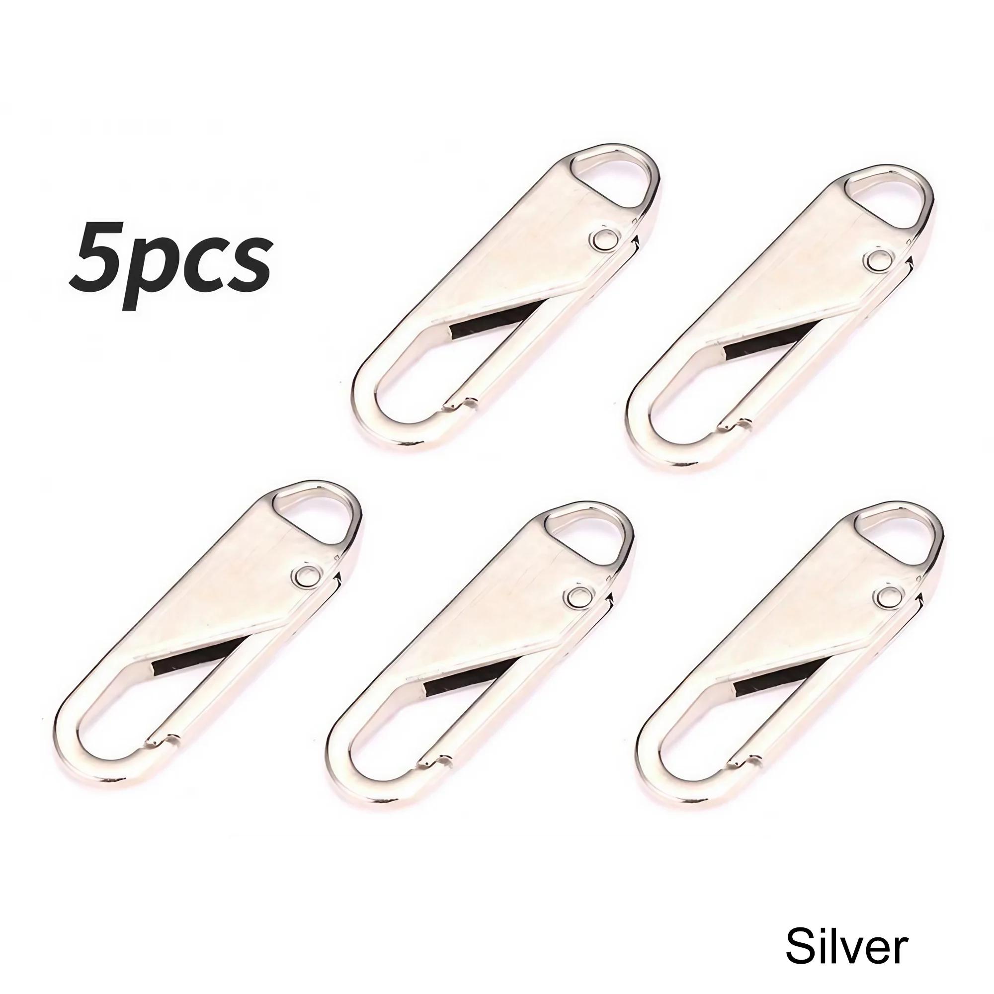 

Detachable Alloy Zipper Pulls 5Pcs Tool-Free for Luggage Backpacks Clothing Footwear Convenient Zipper Replacement срібний