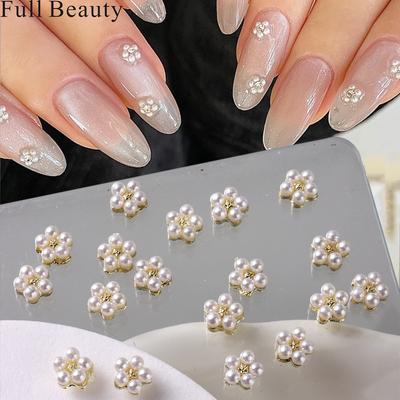 New Nail Art Jewelry Light Luxury Three-dimensional Mini Pearl Flower Mixed Small Flower Jewelry