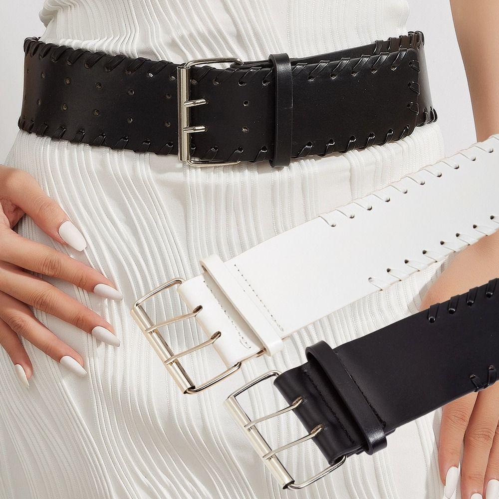 Y2K Breiter Gewebter Gürtel Harajuku Schlankmachender Gürtel Mode Dornschließe Taillenband Für Damen