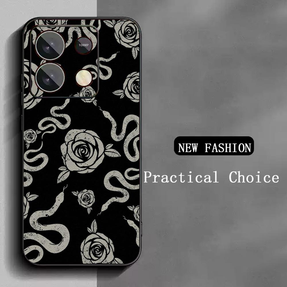 

Snake fashion pattern cool design ins Phone Case For Redmi Note 14 13 12 11 Pro Plus S 5G 14C A3 Soft Black Phone Cover Redmi Note 14 Pro+ 5G (Global)