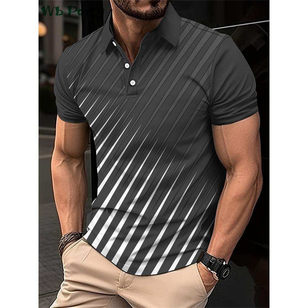 Stripe printed men s shirt fashion T-shirt S