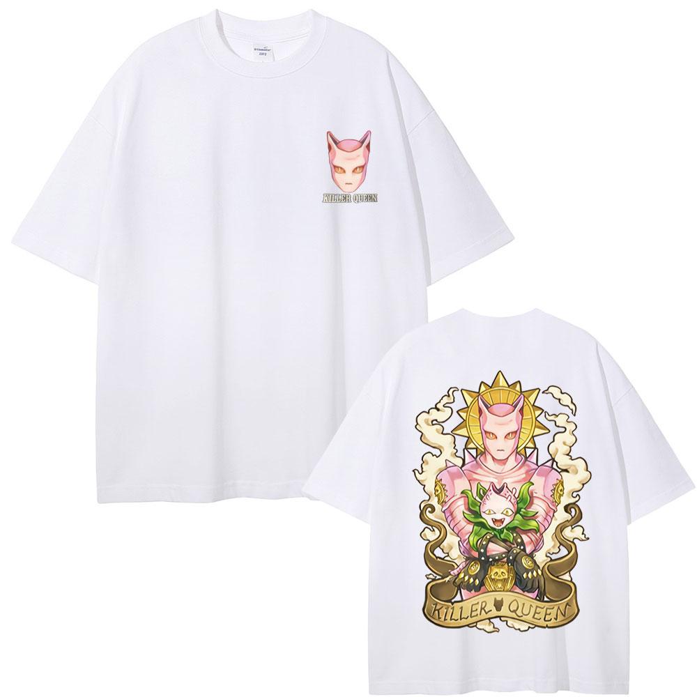 Anime JoJo Bizarre Adventure Killer Queen T-shirt Men Women Casual Cotton Short Sleeve T-shirts Unisex Manga Vintage T Shirts