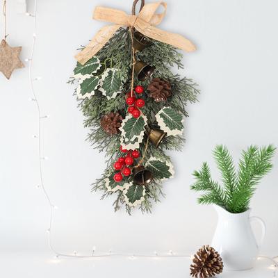 Christmas Teardrop Wreath, Front Door Swag,Swag Wreath Garland Artificial Swag for