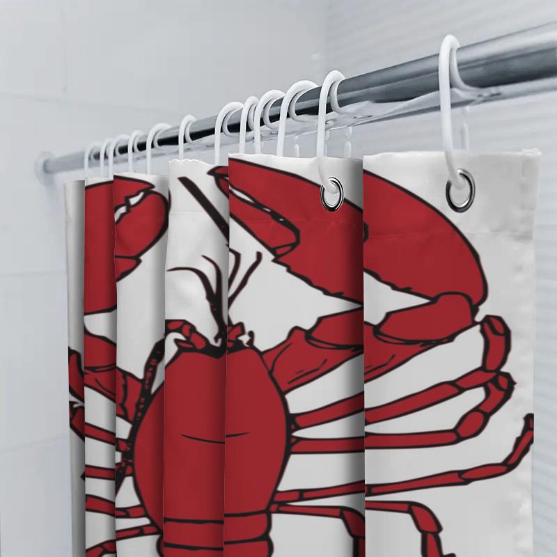 Red Lobster Print Shower Curtain Bathroom Decor For Kids Bathrooms Waterproof Home Textiles Fabric Customizable Water-Saving Des