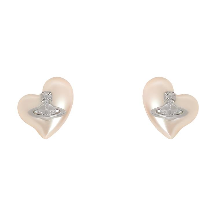 Vivienne Westwood Original Design Leather Brass Earrings Unisex Earrings Silver Cream-Rose 6201035T-02P103 F,Silver/Butter Rose