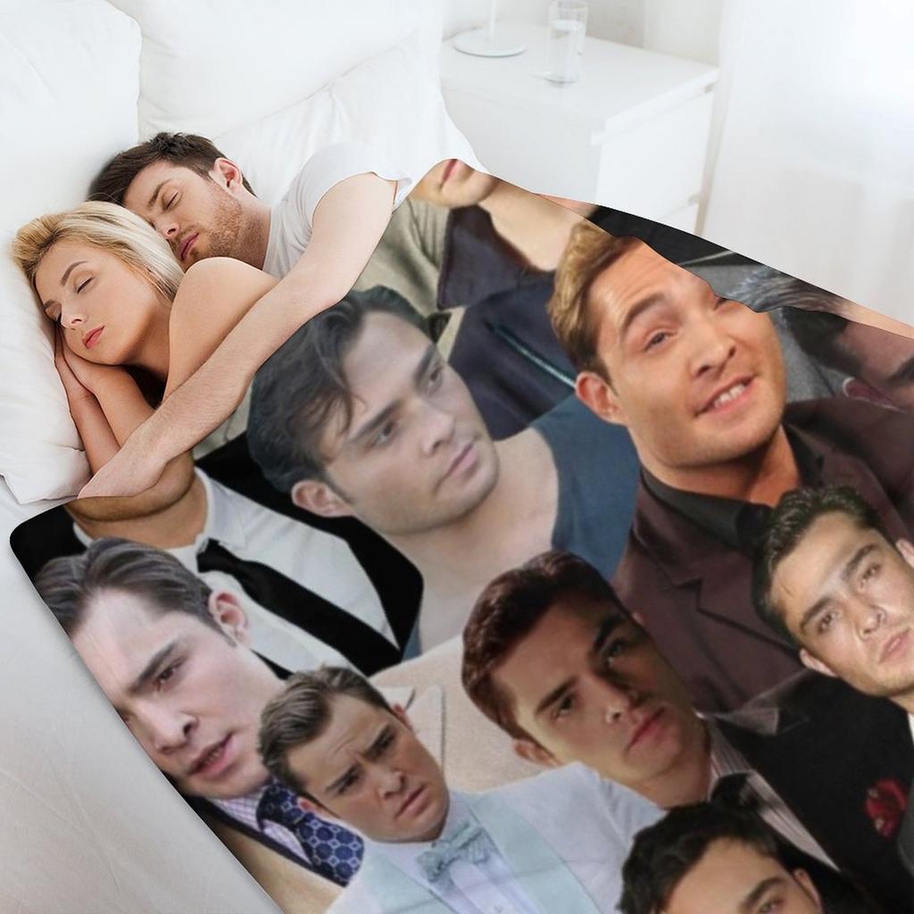 ed westwick photo collage Throw Blanket Cute Decorative Beds Plaid on the sofa heavy to sleep Blankets