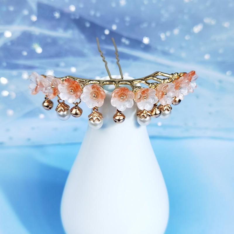 

Smoky Rain Hanfu Floral Pearl Hairpin: Handmade Ancient Style Headdress Accessory