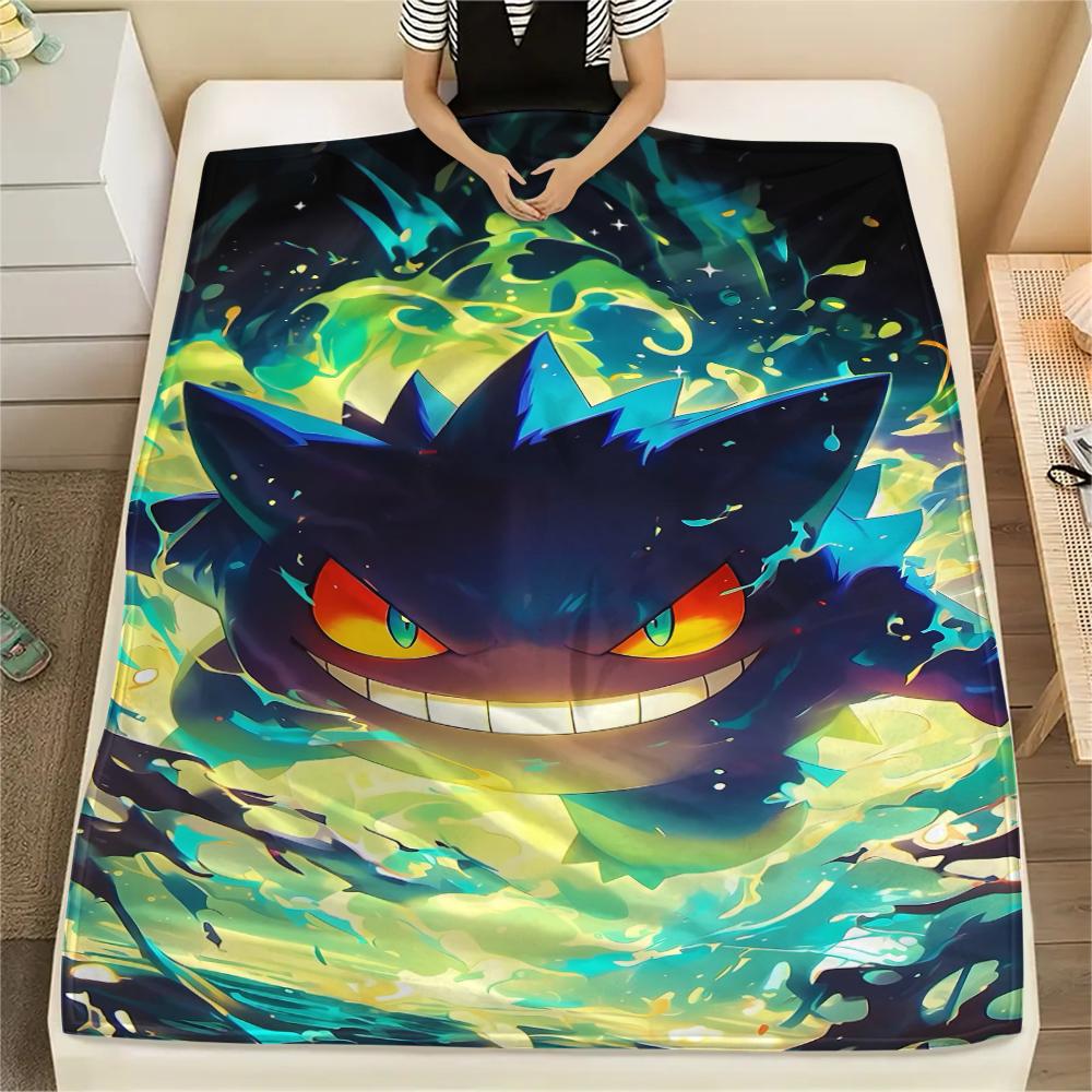 Pokémon  Ghost Bulbasaur Print Flannel Blanket,High Quality Comfortable for All Seasons,Home Decor,Warmth and Comfort,Perfect for Christmas Gifts