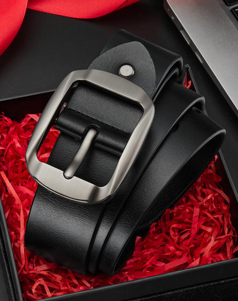 Ремень Мужской Кожаный Повседневный Простой Пряжка-Штырек Ремень из Коровьей Кожи Модный Ремень Ремень Мужской Деловой Универсальный Ремень Мужской 110cm