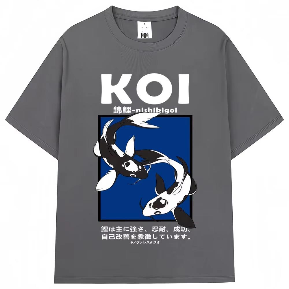 Japanese Style Koi Graphic T Shirt Unisex Women Fashion Popular Short Sleeve Top pure Cotton Casual Tshirts Streetwear Gifts 2026