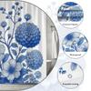 Blue Floral Botanical Shower Curtain Machine Washable All Season Waterproof Privacy Protection 2D Print Vintage Design Elegant