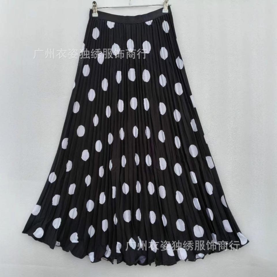 CM Summer South Africa North America Polka Dot Skirt Classic Versatile Skinny Pleated Skirt Long Skirt Women
