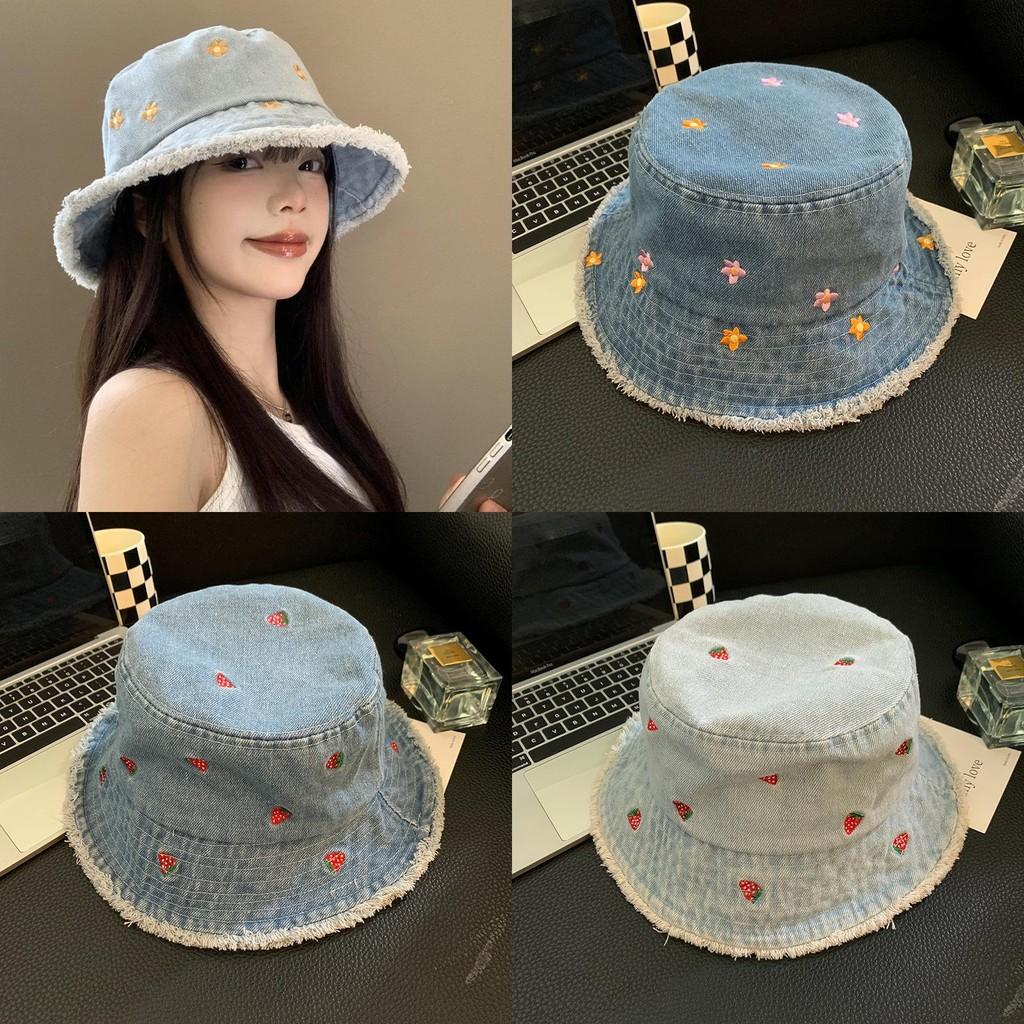 Denim Embellished Floral Fishing Hat For Comfortable Spring Wear For Everyone