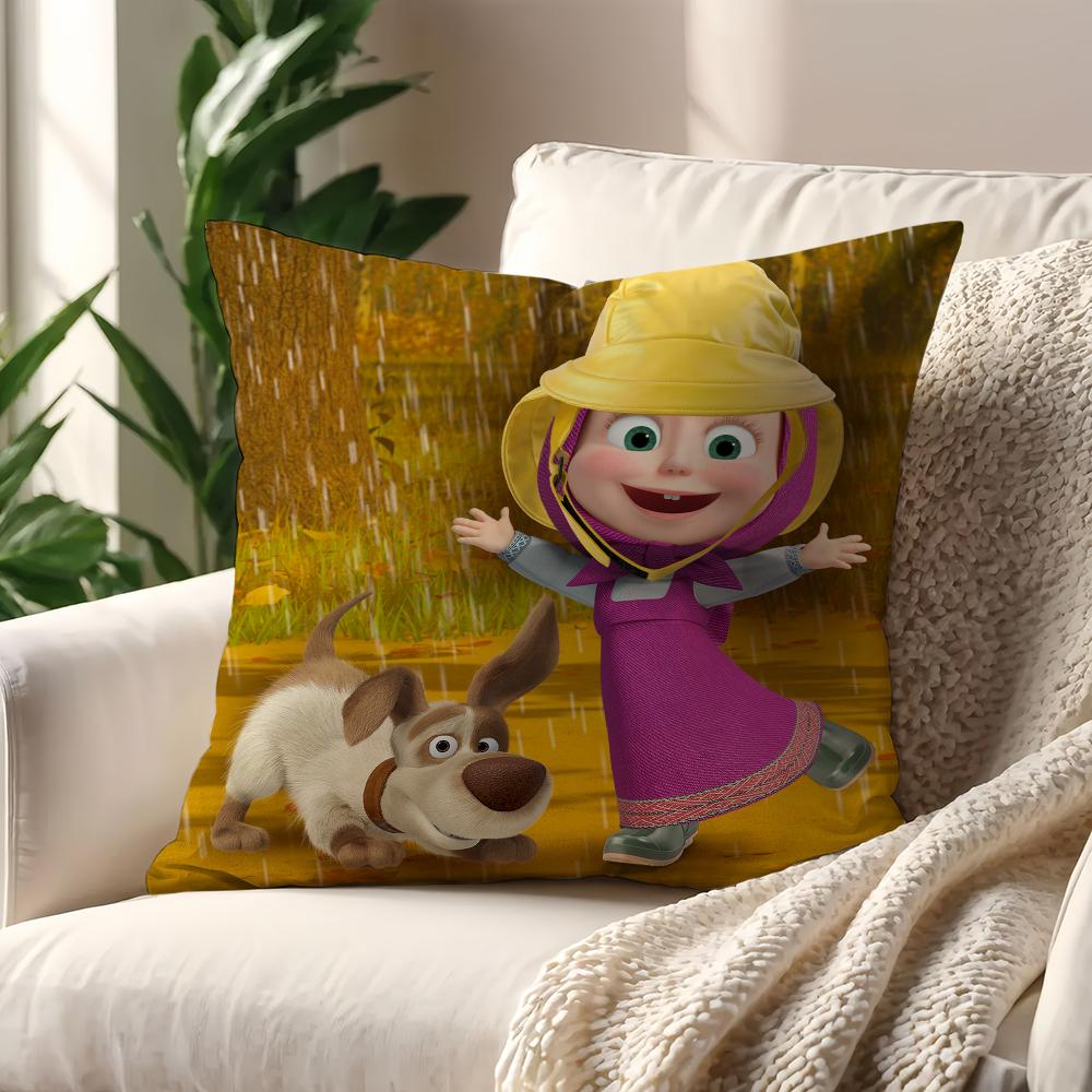 Cartoon M-Masha und die B-Bären süßer Kissenbezug Kissenhülle Zuhause Sofa Wohnzimmer Dekoration Büro Auto Nordische Schlichtheit