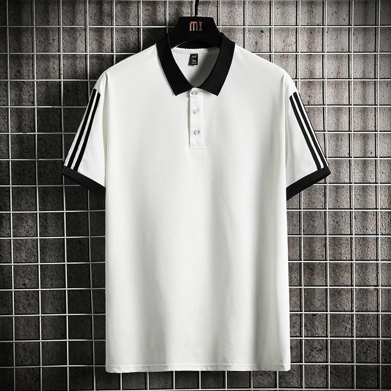 

Мужская футболка с коротким рукавом, воротник рубашки, мужская летняя рубашка поло, красивый топ с лацканами и короткими рукавами для мужчин L белый