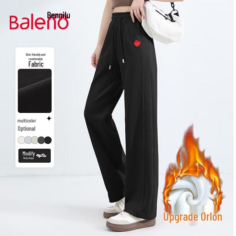 Baleno Women's Winter Warm Plush Spliced Straight-Leg Pants
