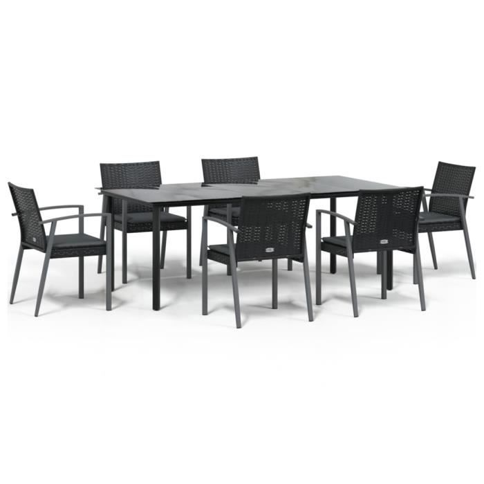 VidaXL Ensemble à manger de jardin 7 pcs coussins résine tressée acier 3186999