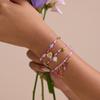 GEMCHIC Women's Fashion Colorful Natural Stone Beaded Bracelet Set with Gold Plated Charms - Elegant Geometric Heart & Star Design