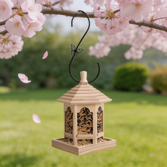 Bird Feeder Hook S Shaped Metal Hummingbird Feeder Hook with Decorative Patterns Hangers