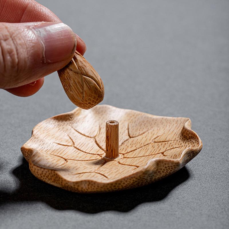 Japanese Style Bamboo Lotus Incense Holder Home Zen Aroma Stick Burner