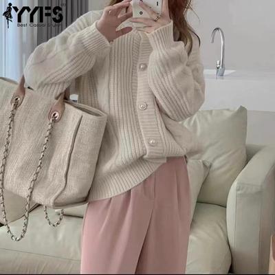 Suéteres de cuello redondo de manga larga con estampado de colores sólidos para otoño e invierno a la moda para mujer