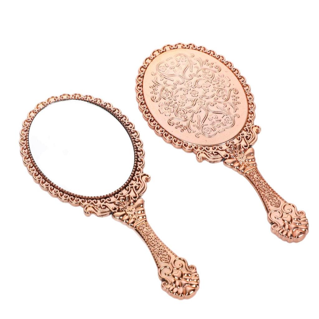 European-Style Irregular Shape Retro Handheld Makeup Mirror with Portable Handle