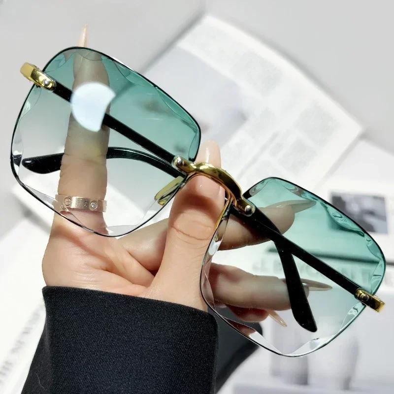 Square Sunglasses Woman Fashion Rimless Gradient Sun Glasses Brand Designer Sunglasses for Women