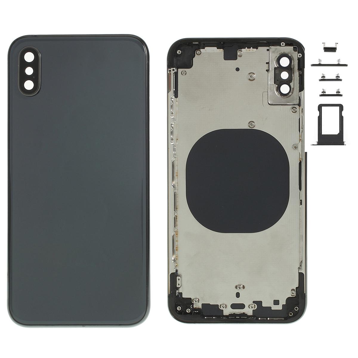 

For iPhone XS 5.8 inch Back Battery Housing Cover+Middle Plate Frame+Side Buttons Replacement Part (without Logo) Black