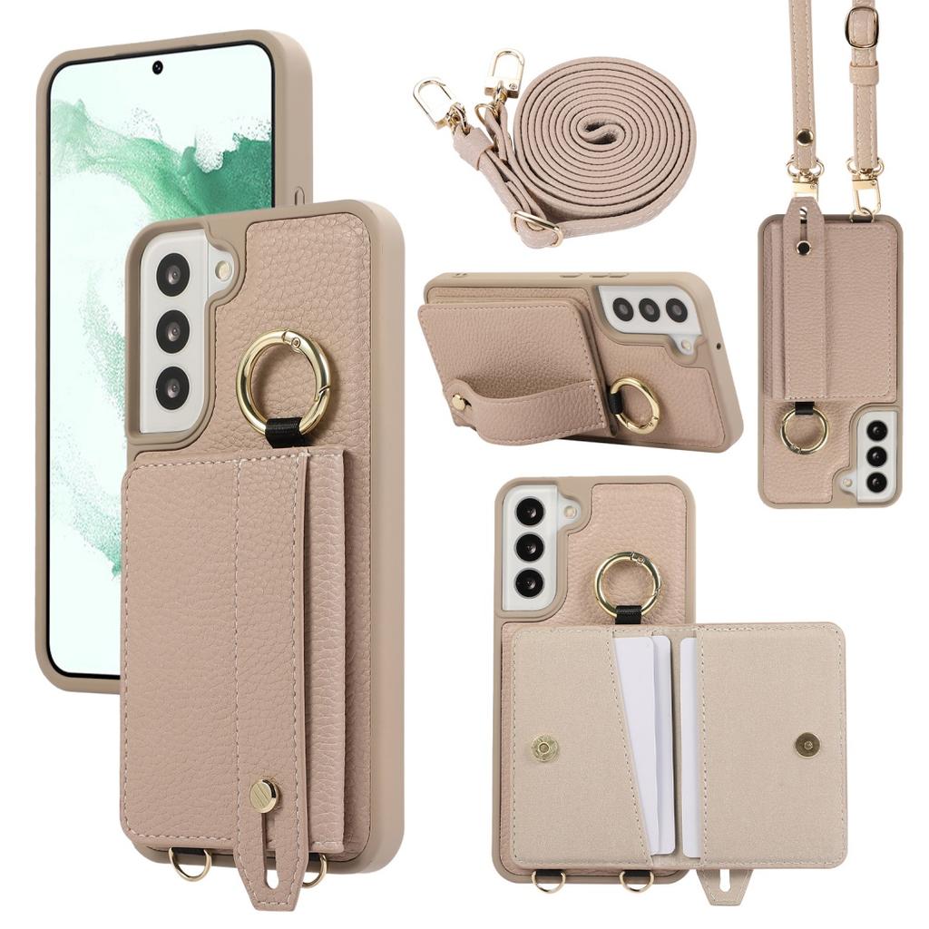 For Samsung Galaxy S22 & S22 Plus Case PU Leather Wallet Bag Grip Strap Holder Shoulder Long Crossbody Lanyard Ring Clasp Cove