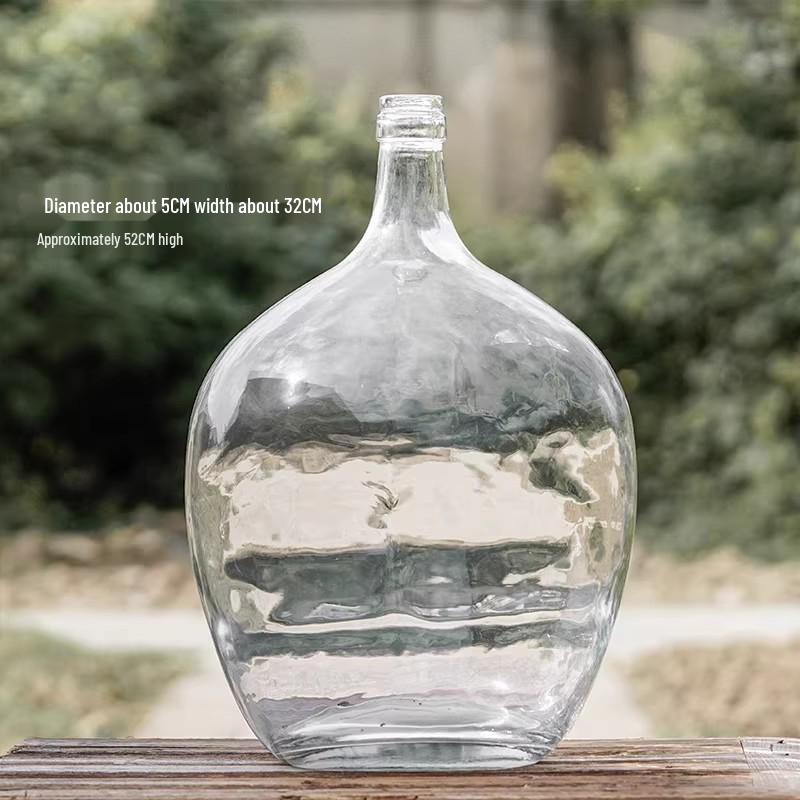 Большая прозрачная стеклянная ваза «Японская андромеда» - Дизайн с узким горлышком и широким туловом для декора гостиной