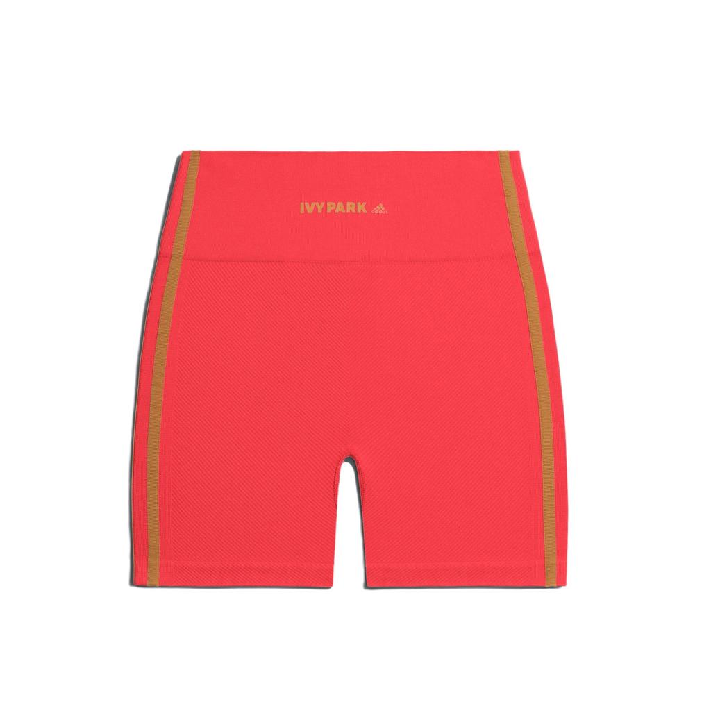 Adidas X Ivy Park Collaboration Real Coral Striped High-Waisted Elastic Sports Shorts Women Shorts Coral-Pink GR1400