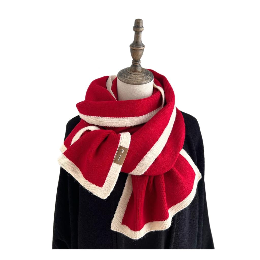 Designer Style High-end Color Matching Knitted Warm Scarf Women's Winter Fashion Versatile Scarf Temperament Men