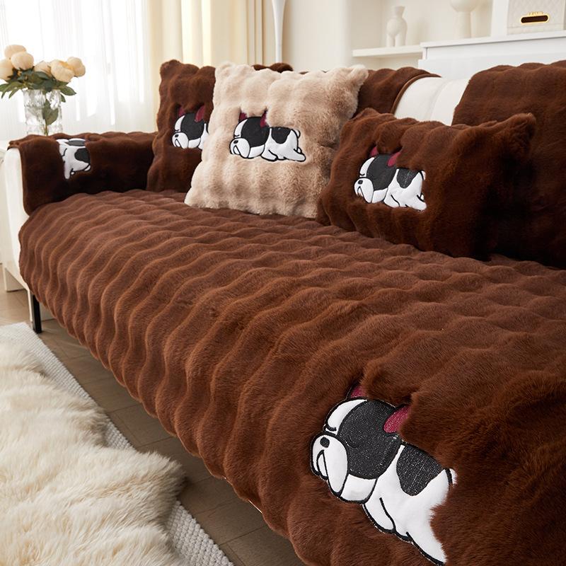 Cartoon Anime Big Dog Rabbit Plush Sofa Cushion Winter  New Plush Non-Slip Sofa Cover Cover Cross-Border