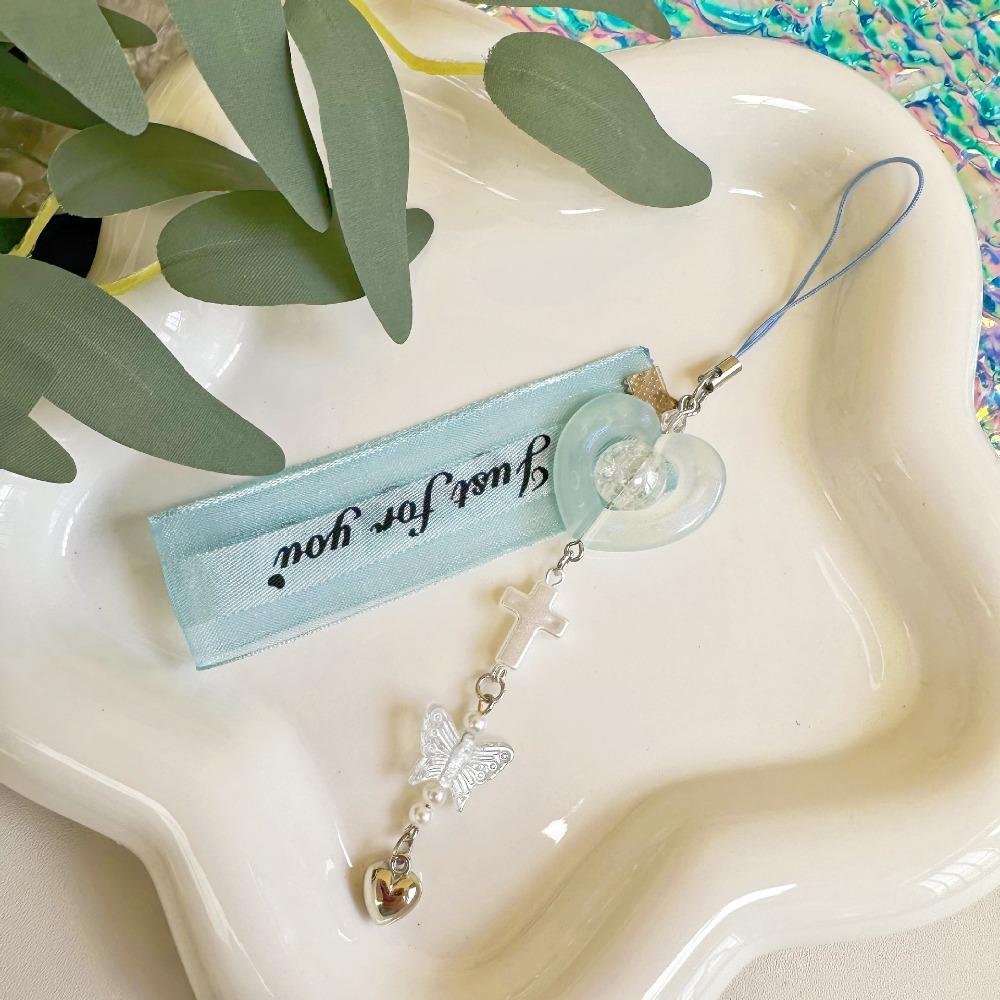 

Y2k Love Heart Pendant Phone Strap Sweet Key Chain Pendant Bowknot Phone Chain Students