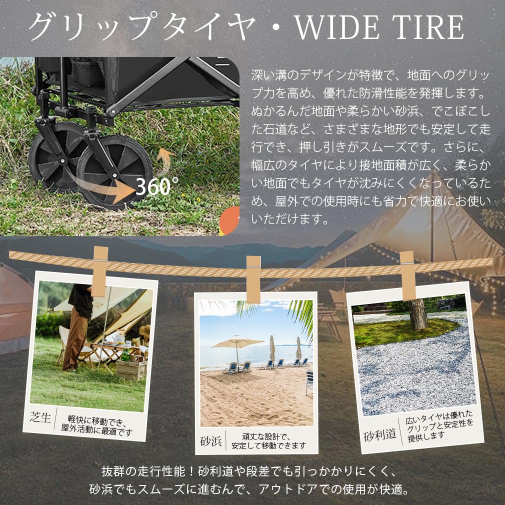 Hellozebra Carry Wagon Foldable Lightweight Capacity Capacity Carry Cart Wide Tire Stainless Steel Frame Cart Independent Design Convergence Ideal for