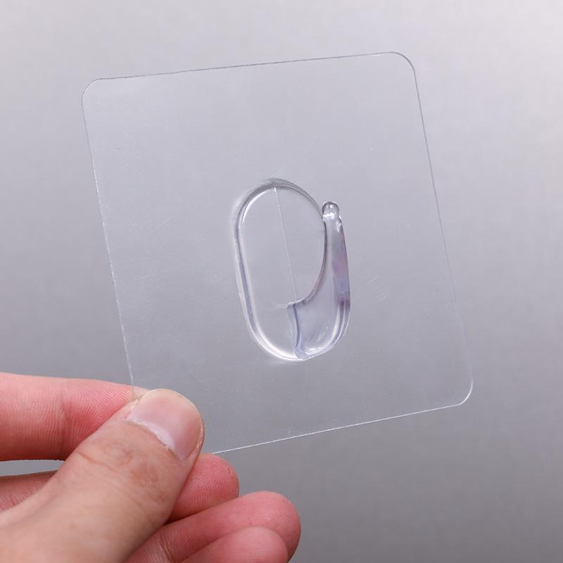 Transparent Traceless Adhesive Hooks - Stainless Steel, Nail-Free, for Bathroom & Behind-Door Use