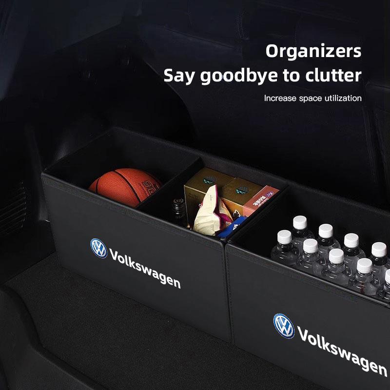 Lijk1 Car Trunk Leather Storage Box Auto Interior Organizer Accessories For VW GTI Polo Golf Passat Tiguan Arteon Touareg Taigo Caddy